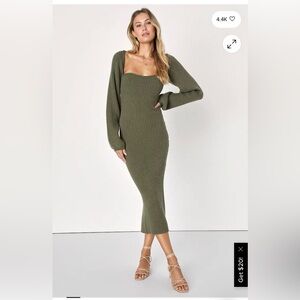 Women’s Green Ribbed Two-Piece Sweater Dress